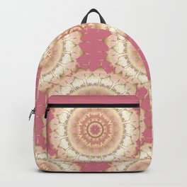 Delicate Gold Rose Mandala on Rose Pink Backpack
