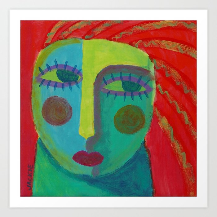 Colorful Abstract Face Original Acrylic Painting Art Print by jackieludtke  | Society6
