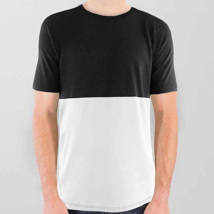 Black And White Half And Half Split All Over Graphic Tee By Abstract Black And White Society6