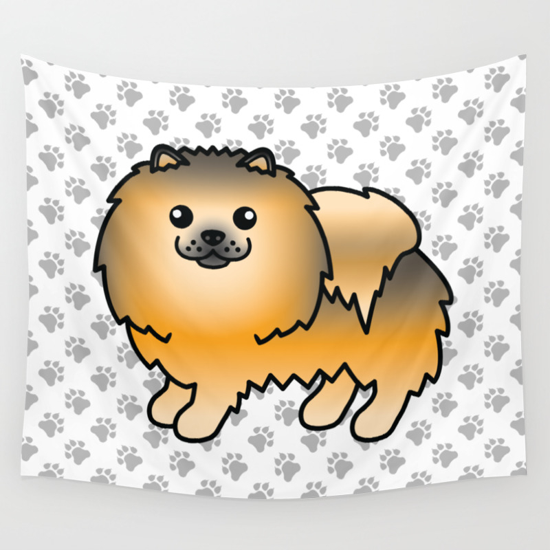 Cartoon Pomeranian Dog Drawing - Draw the shape of the tail around the