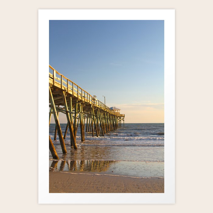 Outer Banks Fishing Pier And Ocean Seascape Art Print By Ryanmcgurl Society6