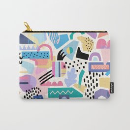 Geometric 80s Inspired Pattern Carry-All Pouch | 80S, Boldpattern, Wallpaper, Giftforfriend, 90Sart, Acrylic, Pink, Abstractdesign, Geometric, Colorful 