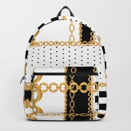 Seamless pattern with precious stones gold chains and pearls Backpack