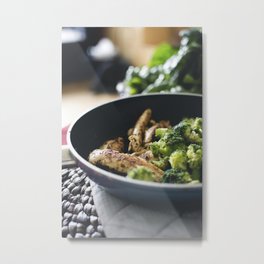 Chicken breast steak with broccoli Metal Print | Frame, Painting, Vintage, Breast, Artprint, Illustration, Decor, Wallart, Pectoral, Poster 