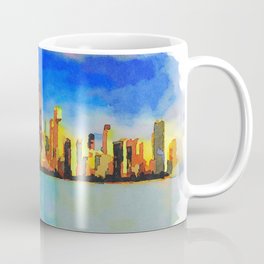 Chicago Skyline At Sunset Viewed From North Avenue Beach Coffee Mug