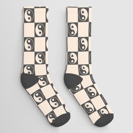 Yin Yang Check, Checkerboard Black and White  Socks