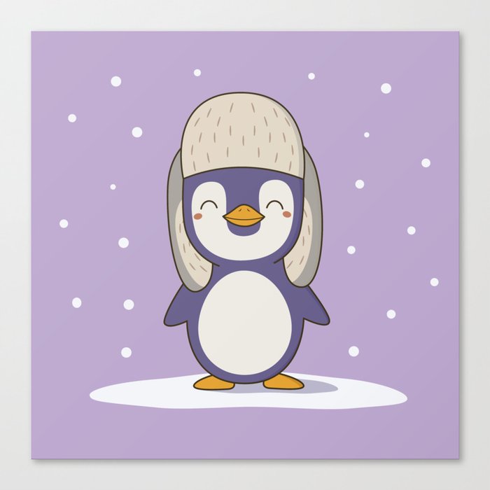 Kawaii Cute Christmas And Winter Penguin Canvas Print By Wordsberry Society6