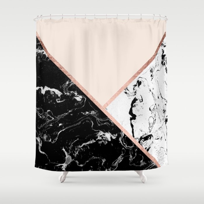 Modern Black White Marble Rose Gold Color Block Stripes Blush Pink Shower Curtain By Girlytrend Society6 Hitta stockbilder i hd på white bathroom black white shower curtain och miljontals andra royaltyfria stockbilder, illustrationer och vektorer i shutterstocks samling. modern black white marble rose gold color block stripes blush pink shower curtain by girlytrend