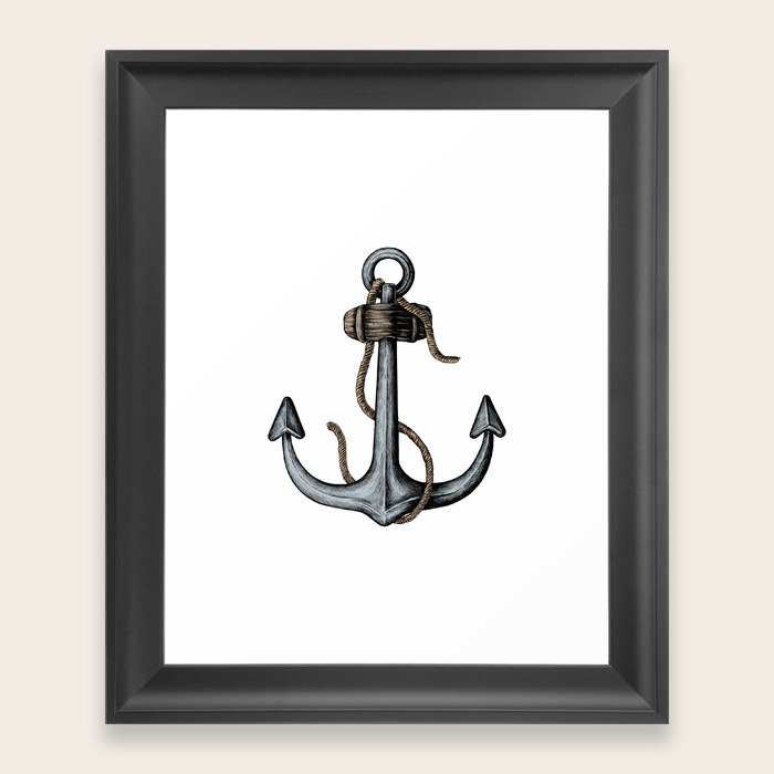 Blue Nautical Anchor Framed Art Print by NewburyBoutique Society6
