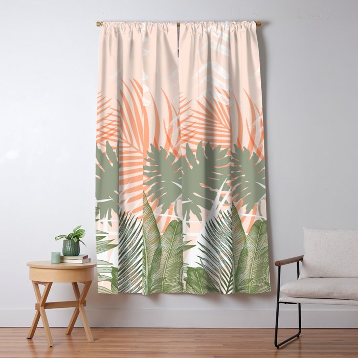 Abstract Tropical Plants Pastel Blackout Curtain By Mmartabc Society6