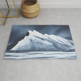 Mount Rundle Rug | Winter, Mountainart, Banff, Snowypeaks, Mountainpainting, Stuleonard, Painting, Wilderness, Winterscape, Shred Art 