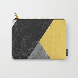 Black and White Marbles and Pantone Primrose Yellow Color Carry-All Pouch