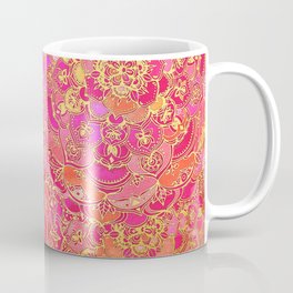 Hot Pink and Gold Baroque Floral Pattern Coffee Mug