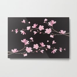 Cherry Blossom - Black Metal Print