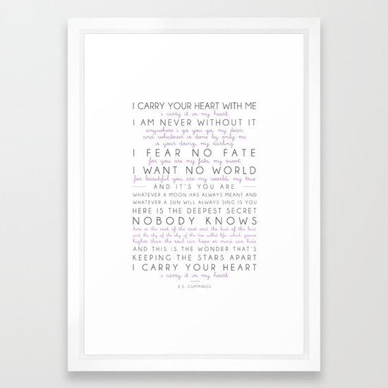I Carry Your Heart Poem By E E Cummings Framed Art Print By Amen Society6