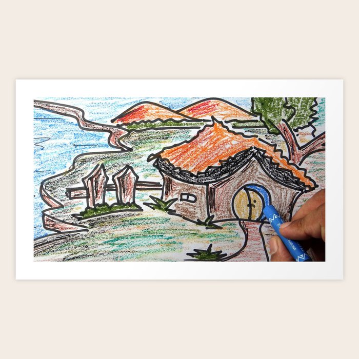 best-pencil-painting-of-village nature colourful scenery ...