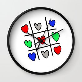 Tic Tac Toe Hearts Wall Clock
