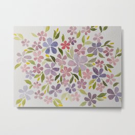 Violet floral design Metal Print | Painting, Watercolor, Pattern 