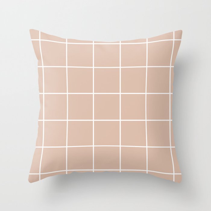 Grid pattern on dusty pink Throw Pillow