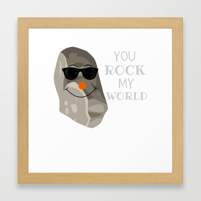 You Rock My World Funny Rock Pun Framed Art Print by dogboo | Society6