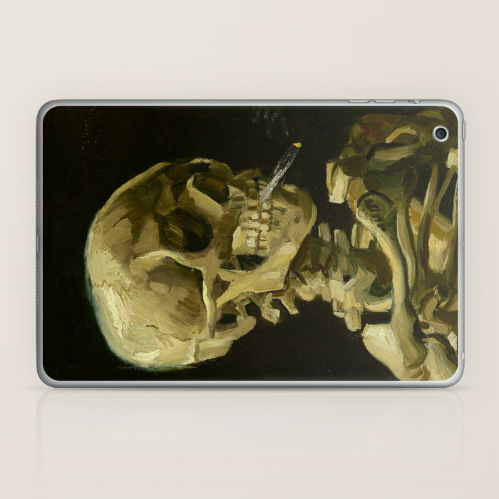 Skull of a Skeleton with Burning Cigarette Painting by Vincent van Gogh  Laptop & iPad Skin by enshape | Society6