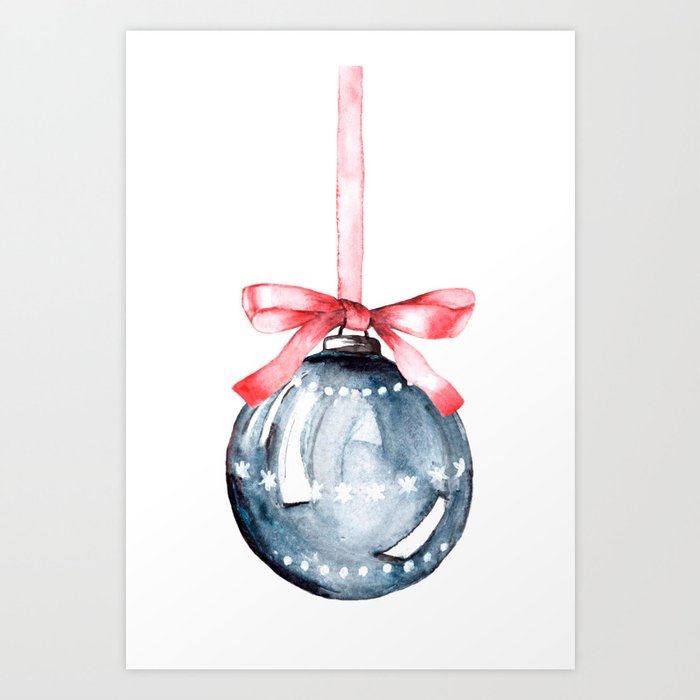 Christmas glass ball, watercolor hand painting. Art Print by alexcrafts |  Society6