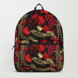 Black, Red and Gold Leopard Lady Backpack