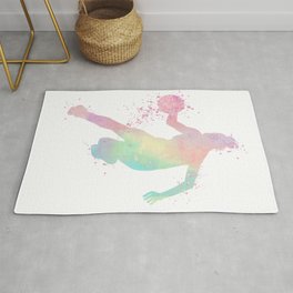 Girl Basketball Player Colorful Ombre Watercolor Silhouette Rug