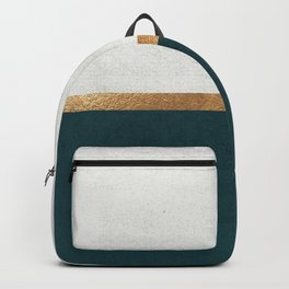 Deep Green, Gold and White Color Block Backpack