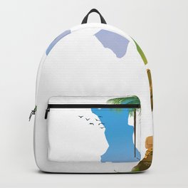Panama map travel poster. Backpack