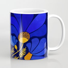 Wildflower Garden Coffee Mug | Wildflowers, Tropical, Floral, Garden, Bold, Daises, Gold, Indigo, Colorful, Cobalt 