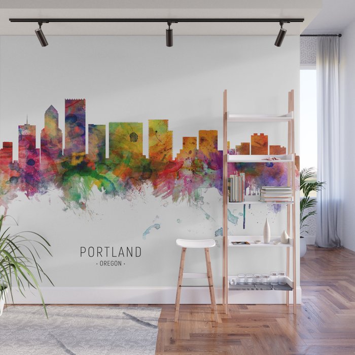 Portland Oregon Skyline Wall Mural by artPause Michael Tompsett