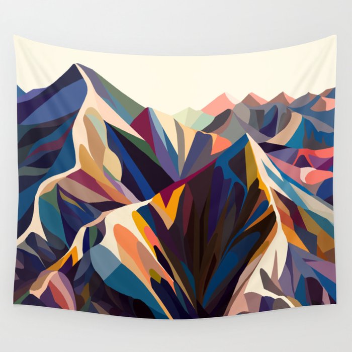 Mountains original Wandbehang | Graphic-design, Colorful, Berge, Hills, Illustration, Kaleidoscope, Natur, Graphic, Mosaic, Landscape