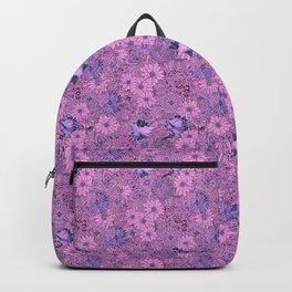 Abstract floral  pattern in purple with some blue accents Backpack