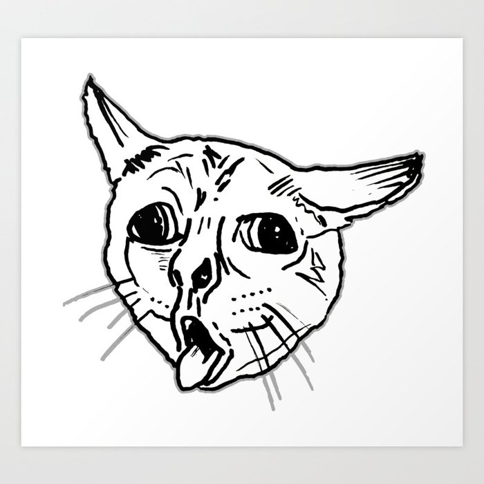 Ugly Coughing Cat Meme Art Print By Urbanart Society6