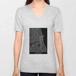 Chicago Black Map V Neck T Shirt