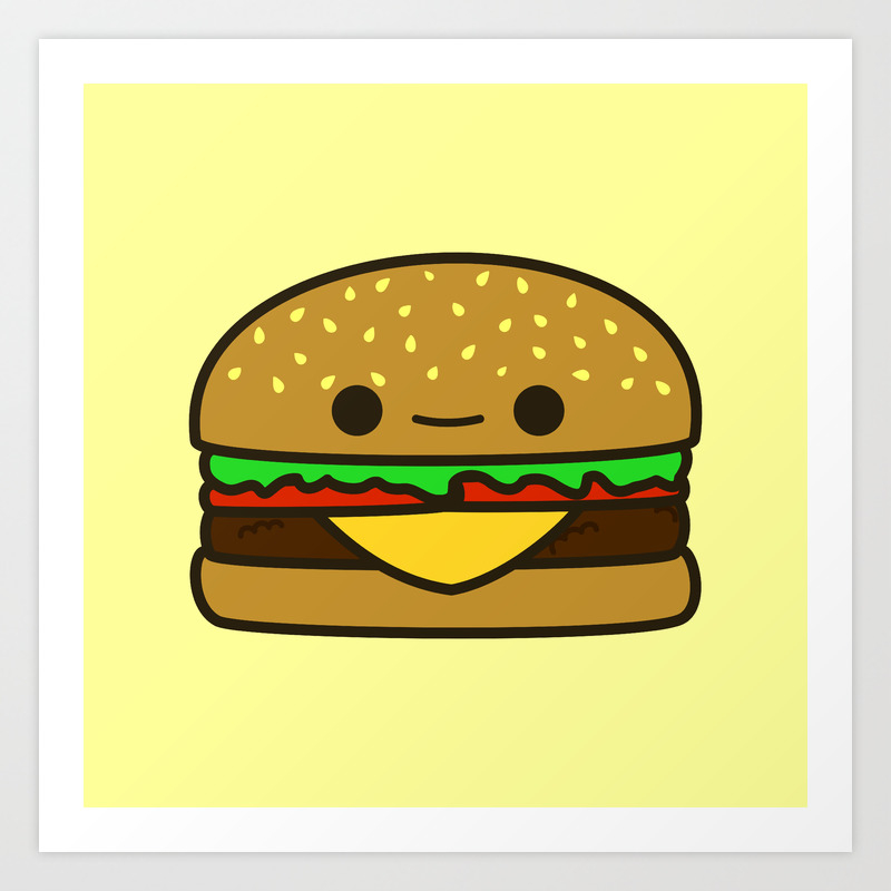 Yummy Kawaii Burger Art Print By Peppermintpopuk Society6