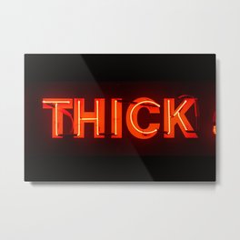Glowing Red Vintage Neon Letters Thick Metal Print