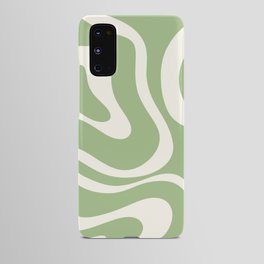 Modern Liquid Swirl Abstract Pattern in Light Sage Green and Cream Android Case | Pattern, 70S, Modern, Contemporary, Retro, 60S, Sage, Boho, Aesthetic, Vibe 