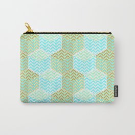 Cubes in teal and golden chevron Carry-All Pouch