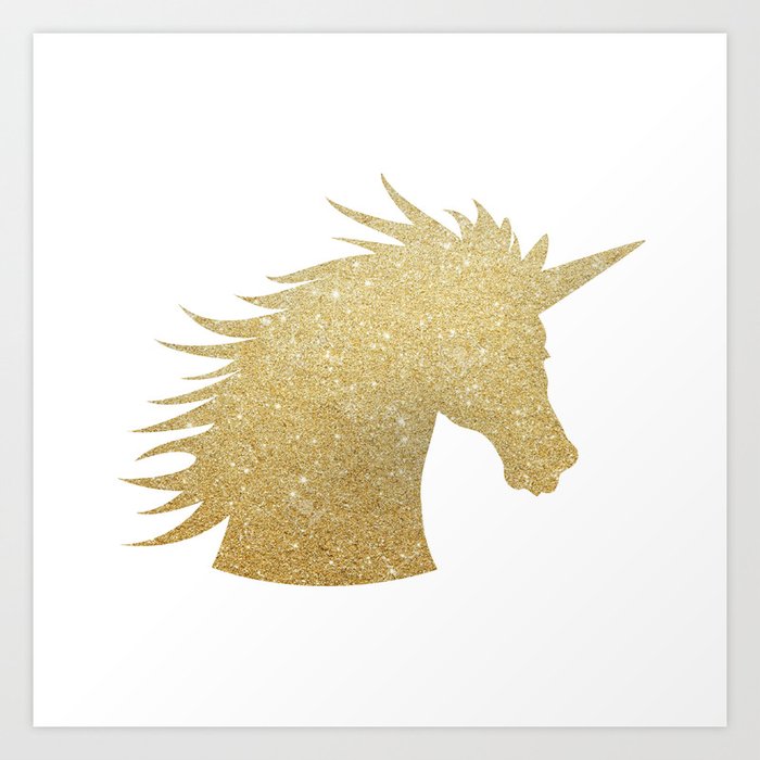gold glitter unicorn art print by a little leafy society6