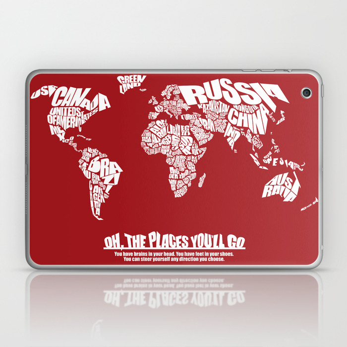 Oh The Places You Ll Go World Word Map With Dr Seuss Quote Laptop Ipad Skin By Inkofmegraphics Society6
