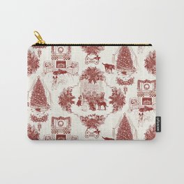 Happy "Pawlidays" Fur Family Toile in Ivory, Red, and Khaki Carry-All Pouch