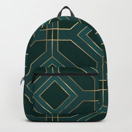 Geometric seamless pattern with golden green Backpack