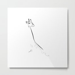 Giraffe Line Drawing Metal Print