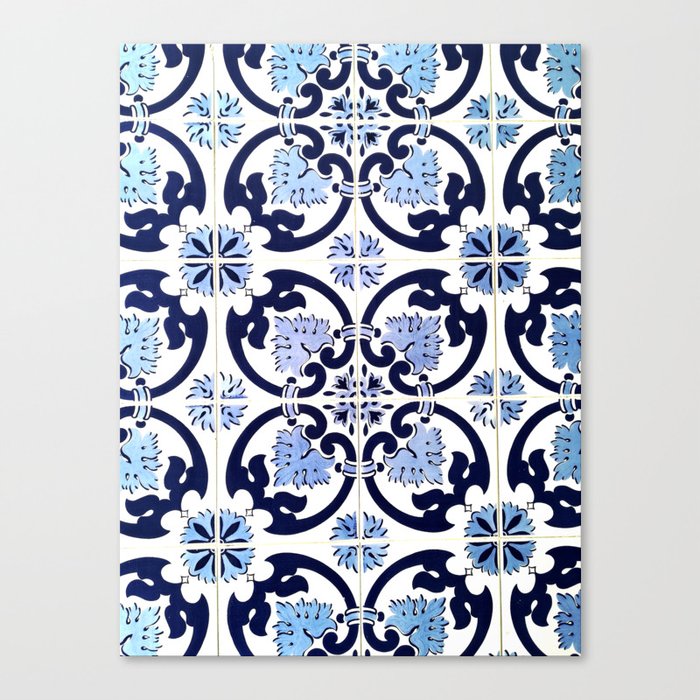 Azulejos Moroccan Tiles Painted Tiles Blue White Portugal Canvas Print By Myartspacepr Society6