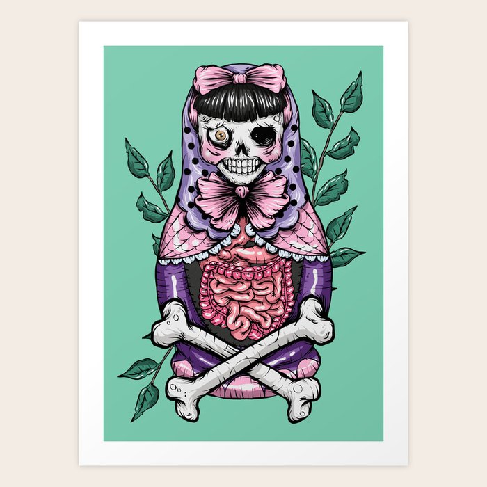 Zombie Russian Doll Art Print by Ella Mobbs | Society6