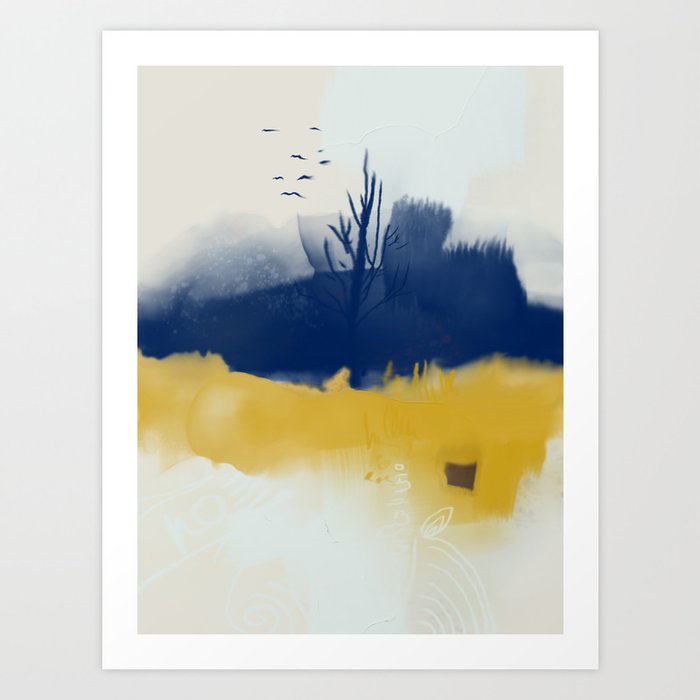 Navy Blue And Yellow Art Print By Kvothe Anderson Society6 - Navy Blue And Yellow Wall Art