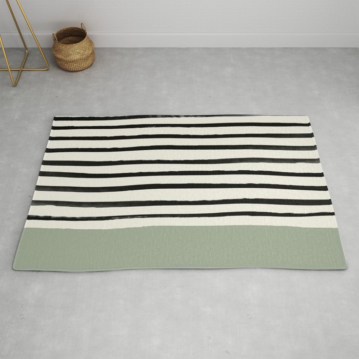 Sage Green x Stripes Rug by floresimagespdx Society6