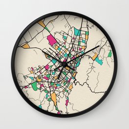 Colorful City Maps: Bogota, Colombia Wall Clock